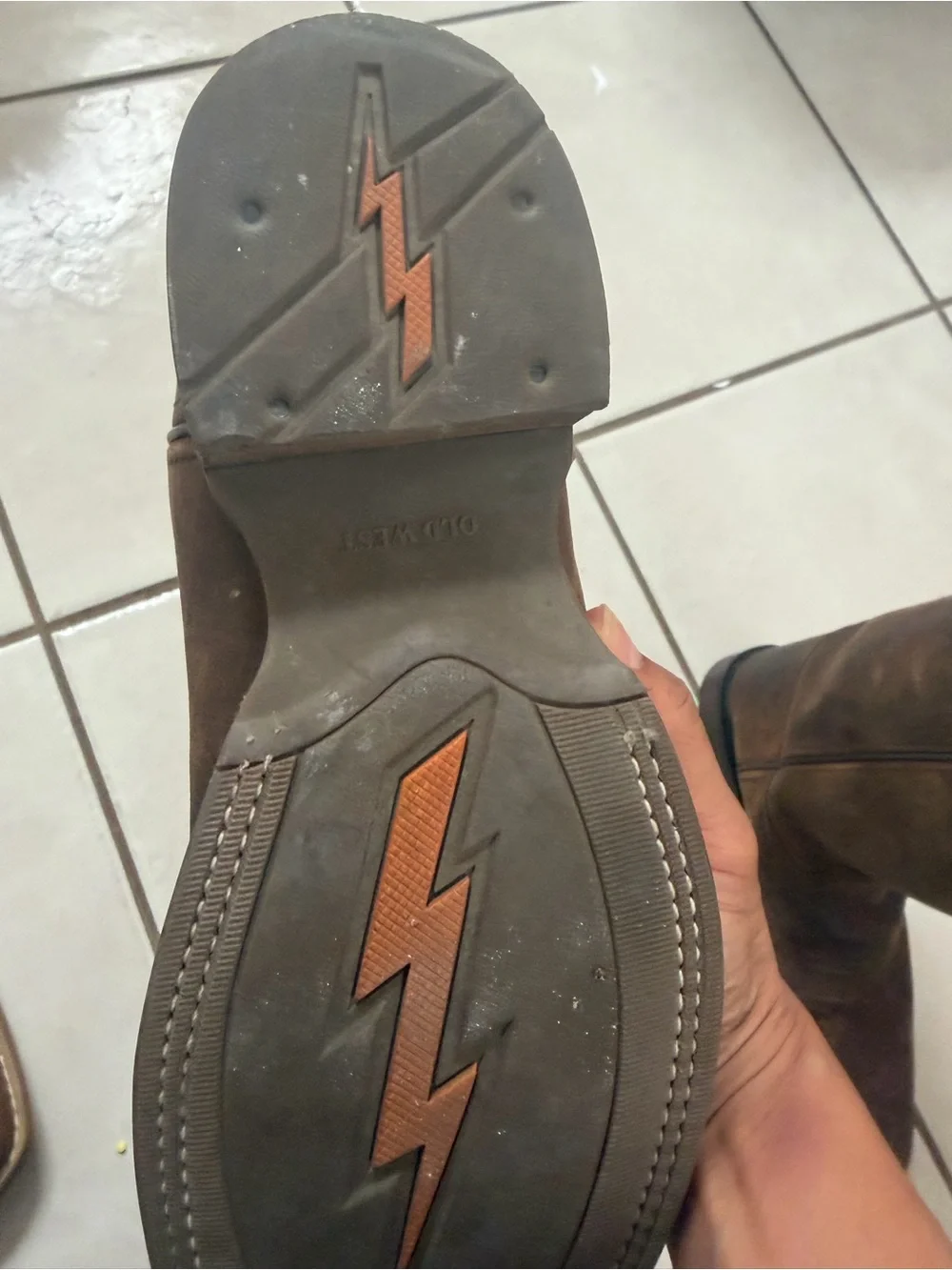 Old West Brown Leather Square-Toe Western Boots